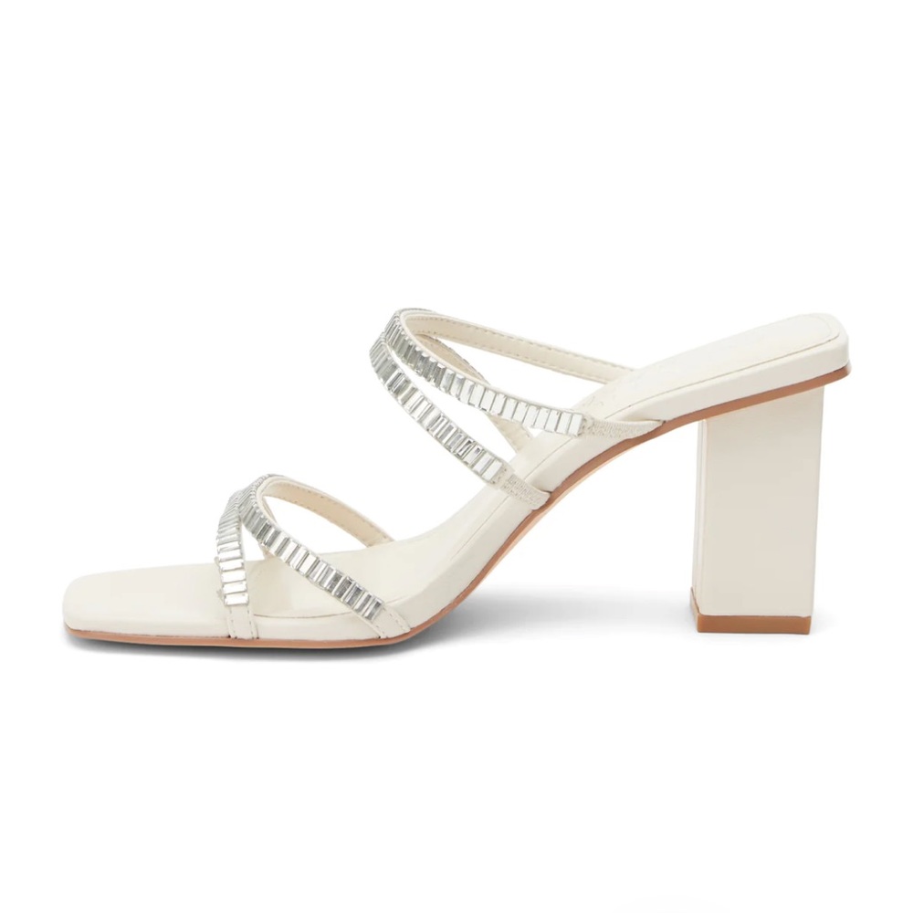 Matisse Coconuts Aria Ivory White Bridal Wedding Shoe Block Heels Sandal stones